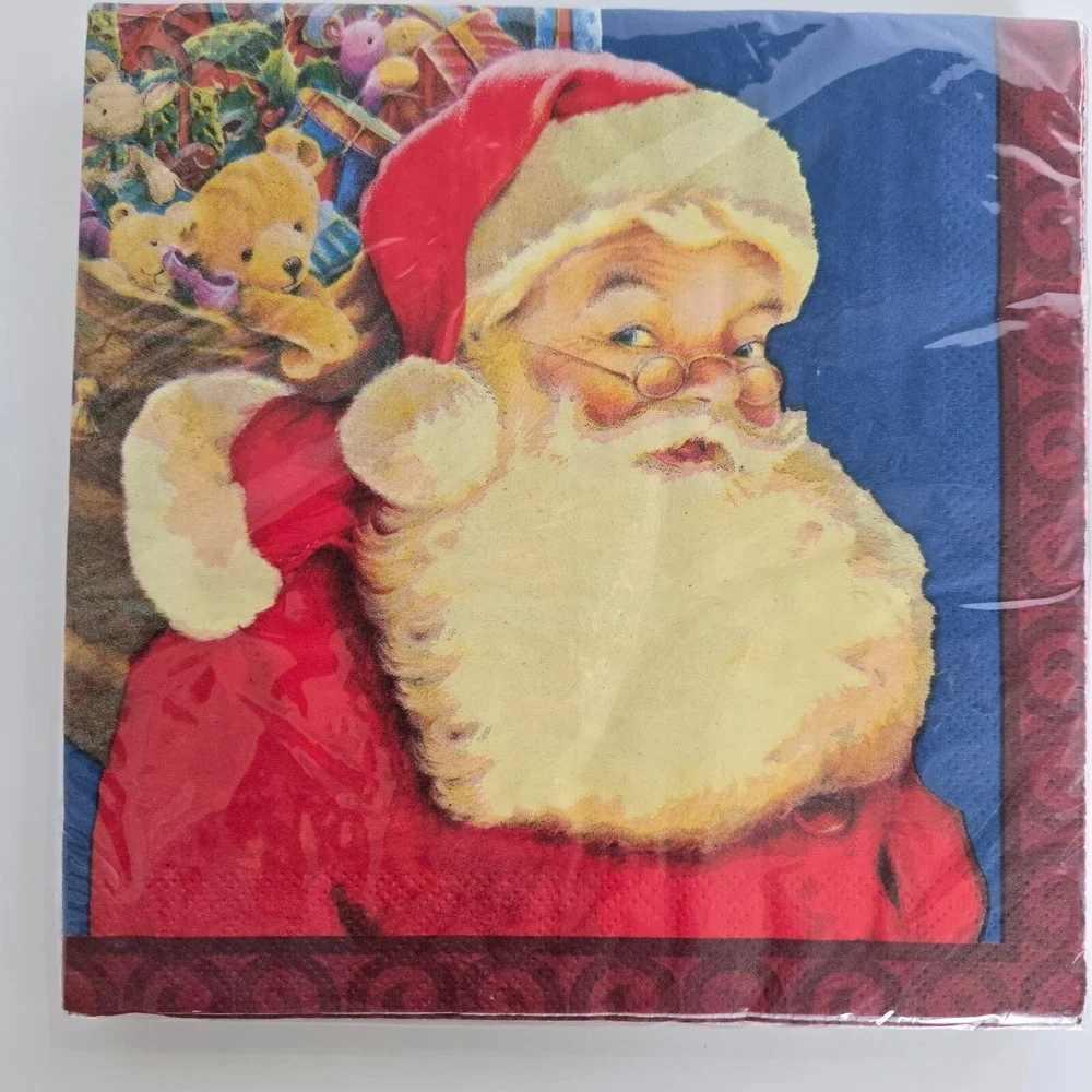 NEW Vintage 36 Luncheon Dinner Napkins Santa‎ Sealed NOS 13 x 13 Made in USA NIP